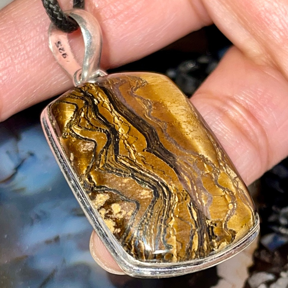 Beautiful Chatoyant Tiger Eye Pendant 1 7/8”